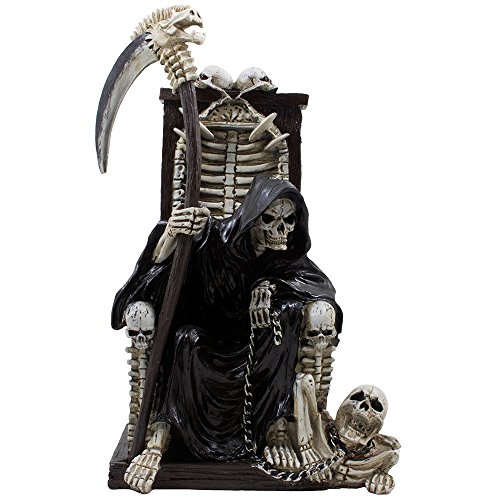 Estatua Grim Reaper en Trono de Huesos para Decoración Halloween miniatura 1