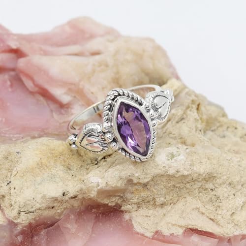 Bague améthyste vintage en argent sterling 925 pour femme - 3