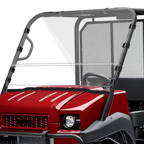 StarknightMT 2-in-1 Removable Mule 4010 Windshield Compatible with Kawasaki Mule 4000 4010 2009-2026 Scratch & UV Resistant Folding Clear Front Windscreen No-Drill Install