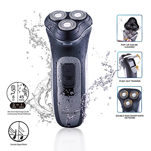 Aaronano Men's Rechargeable Electric Shaver Razor – Hair Trimmer – Wet and Dry Operation – Mustache, Sideburns and Beard – Gentle on Skin