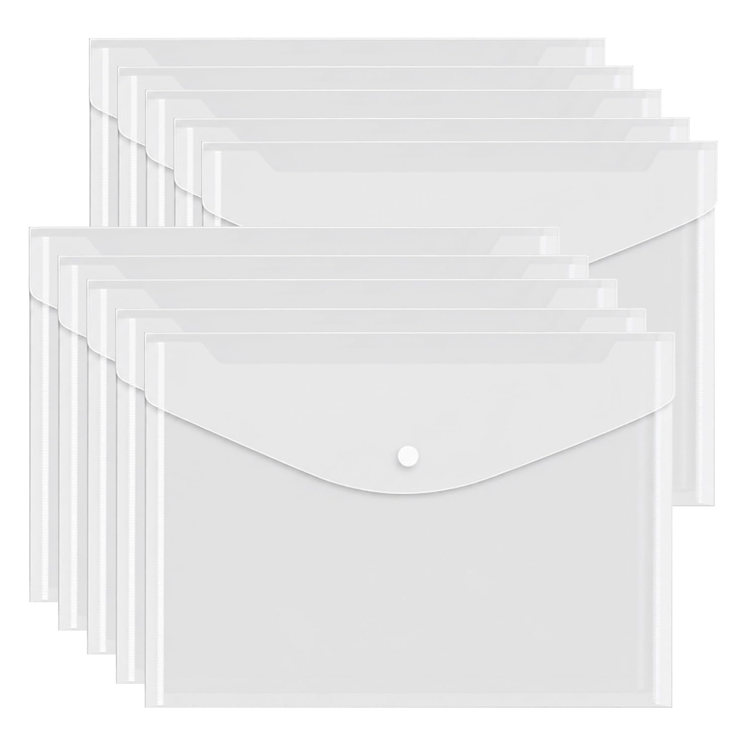10PCS A4 File Folders, Clear Plastic Waterproof Document Wallets for School Office Supplies Storage