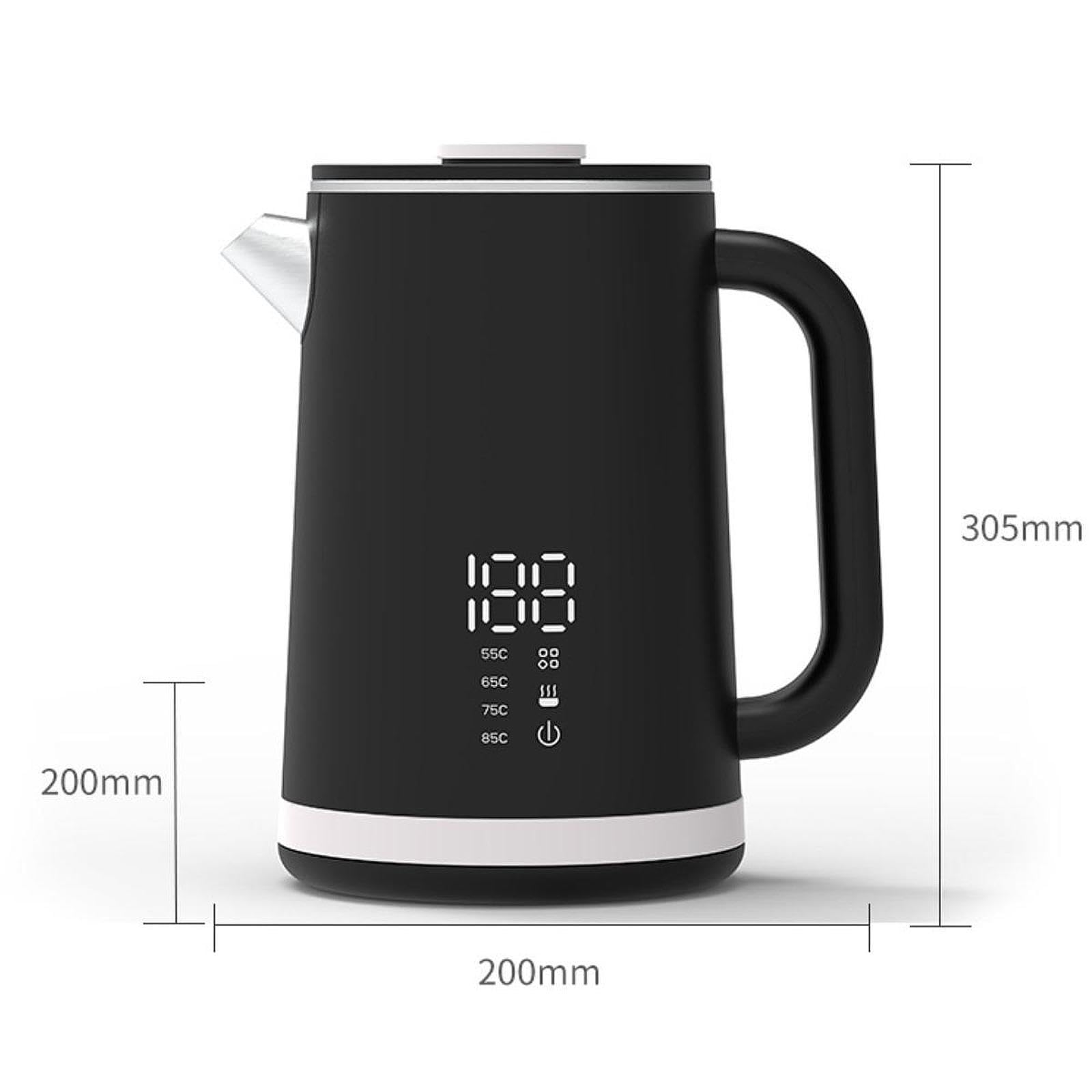 Bollitore Elettrico con Termostato Regolabile in Acciaio Inox Bollitore Ad Ebollizione Rapida con Display Temperatura Mantenimento Caldo Fino