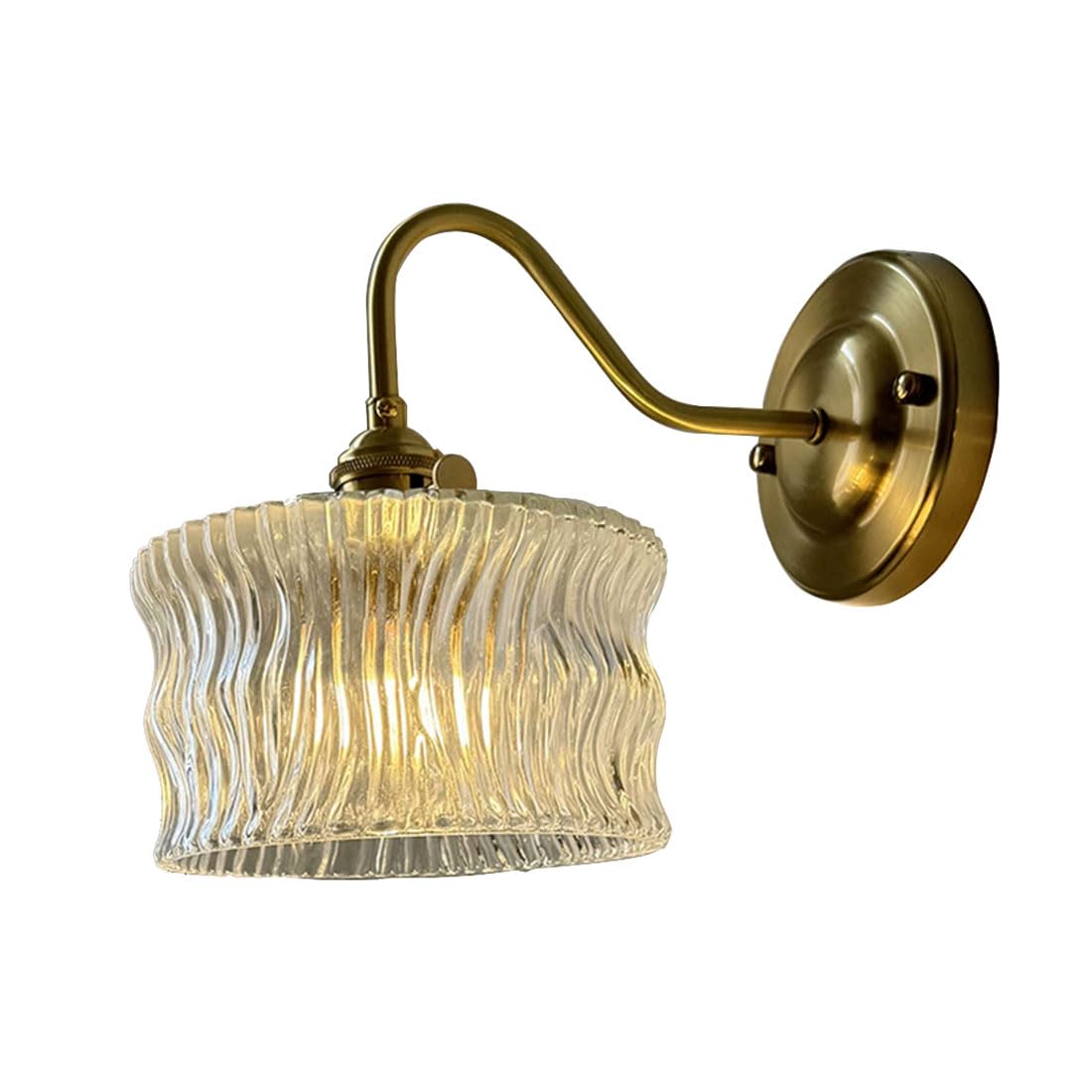 HUAYUSEDF Vintage Glass Wall Light Modern Sconces with Rotary Switch E27 Base Industrial Gooseneck Lamp for Bedroom Kitchen Island Corridor Living Room (Style A)(Style A)