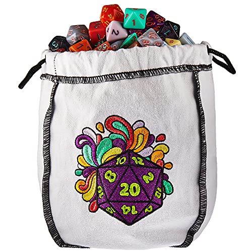 Wiz Dice Bag Of Splendor - 140 Polyhedral Dice In 20 Sets - Complete Collection Of Series Iv Dice In Embroidered Dice Bag - Ttrpg Role-Playing Bulk Tabletop Rpg Gaming Accessories - D20 D6 D4 #TOP2