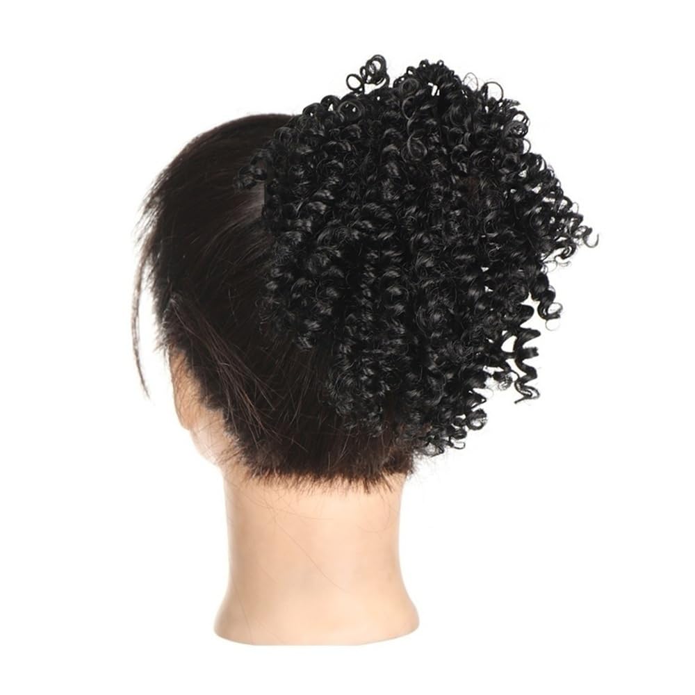 Panino per Capelli disordinato Extension for Capelli Ricci e Crespi, con Elastico, for Chignon Afro Corto Sintetico Parrucchino a Coda di Cavallo per l'uso Quotidiano(1B)