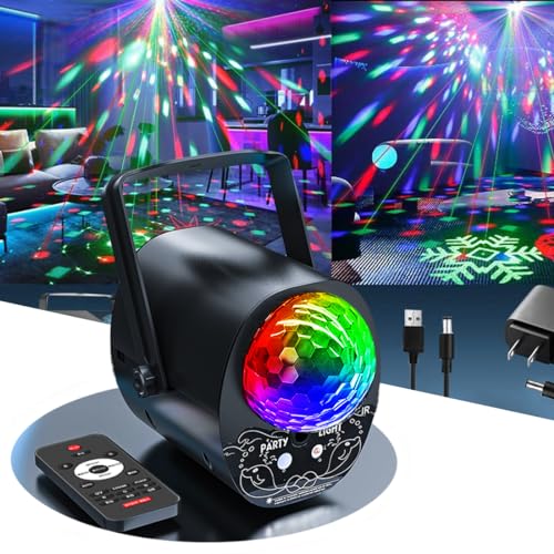 Disco Ball Party Lights, Disco Dj Light Sound Activated RGB Strobe Lights Laser Llights Projector...