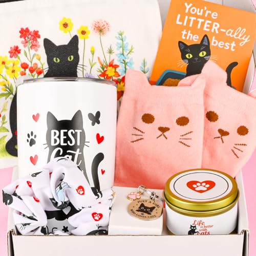 Cat Lover Gift Set for Women - 9-Piece Kit with Tumbler, Candle, Bag - Image 5