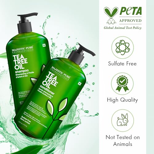Majestic Pure Tea Tree Shampoo for Men and Women - Hydrating Formula Fights Dandruff, Lice and Itchy, Irritating or Dry Scalp - For All Hair Types - Sulfate Free 16 fl oz (pack of 2)