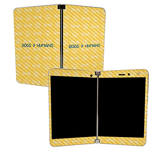 Image of MightySkins Carbon Fiber Skin for Microsoft Surface Duo - Dogs Over Humans | Protective, Durable Textured Carbon Fiber Finish | Easy to Apply | Made in The USA