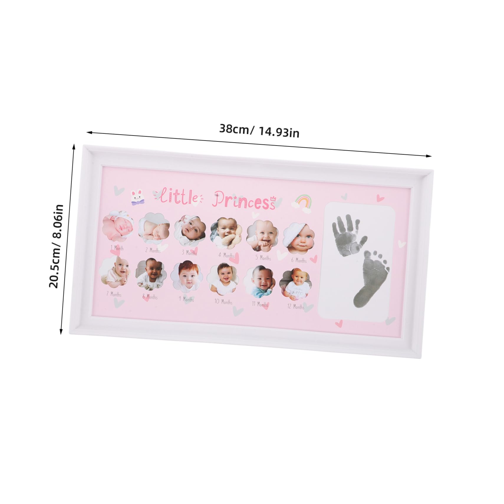 PRETYZOOM Monthly Milestone Photo Frame Handprint Kit Baby First Year Keepsake Home Decor for Boys and Girls