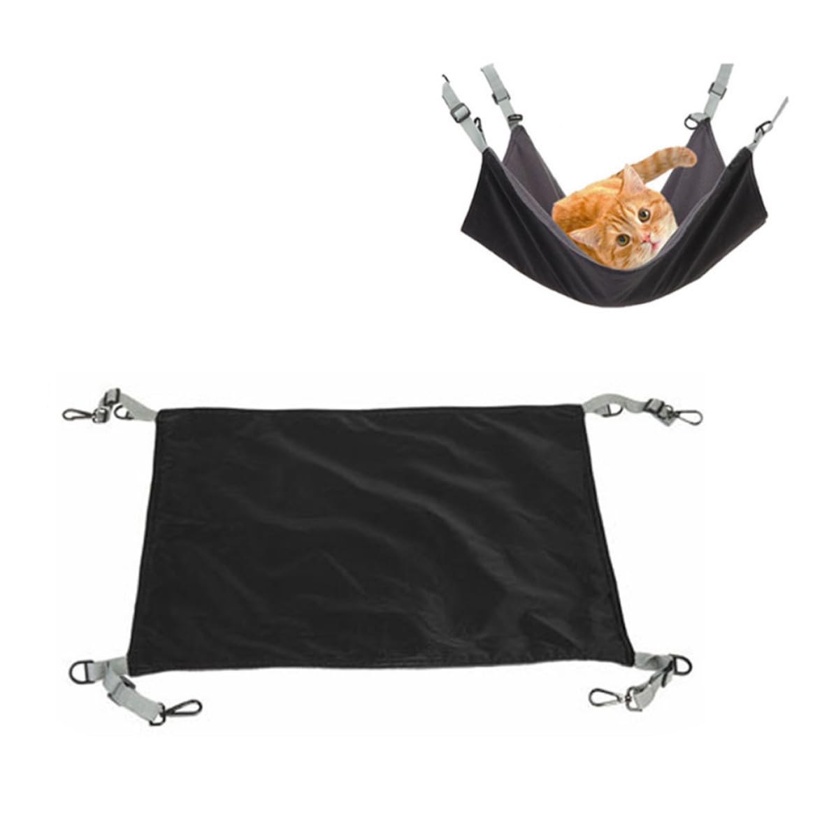 Hamac pour Chat Lit Suspendu Chaud et Confortable Imperméable en Tissu Noir Facile à Ranger et Détachable, Jeux Repos des Chats et Chatons