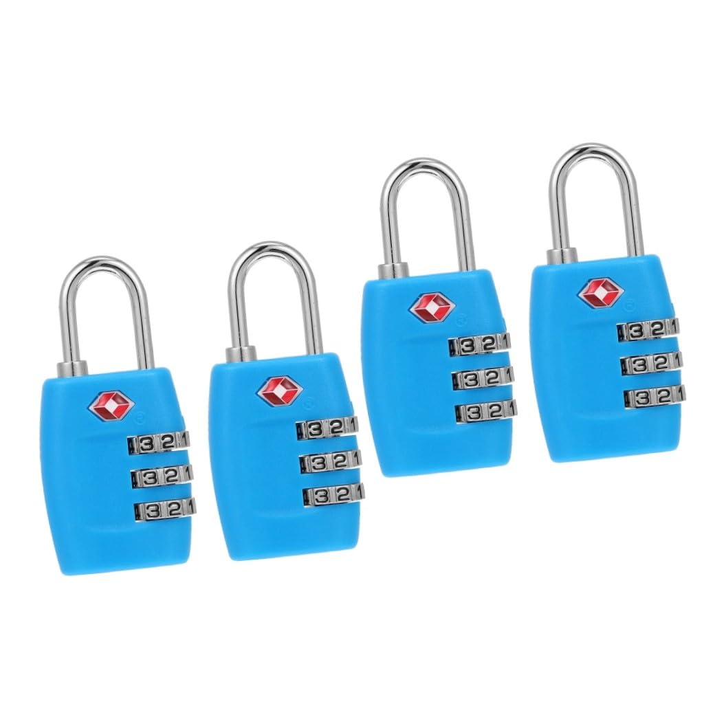 PACKOVE 4piezas Candados De Equipaje De Combinación Tsa Cerraduras De Metal Para Maletas Mochilas y Gimnasios Seguridad y Antirrobo Ajustables y Portátiles