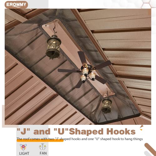 Erommy 10'X13' Hardtop Gazebo Double Roof Galvanized Steel Canopy Outdoor Aluminum Frame Permanent Metal Pavilion With Netting And Curtains For Patio Backyard Deck And Lawns #TOP3