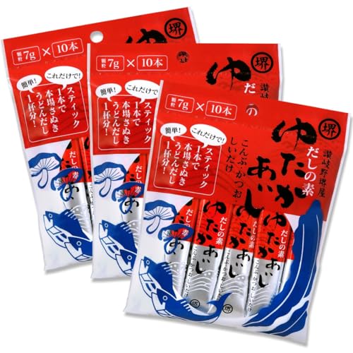 讃岐野堺屋 だしの素 ゆたかあじ (7g × 10本入) ×3袋 スティック 個包装 顆粒