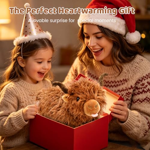 Image of Highland Cow Stuffed Animal - 15 inch Large Highland Cow Plush, Farm Animal Cattle Plush Decor Gifts for Kids