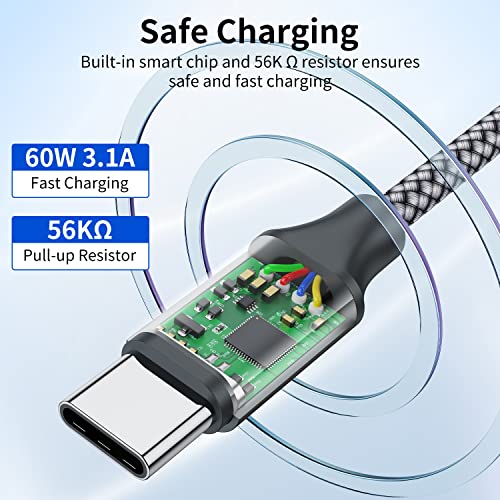 USB C to C Cable (3 Pack 1ft),Short USB Type C Fast Charging Nylon Braided Charger Cord Compatible with iPhone 17 16 Pro/15 Pro Max Android Samsung Galaxy S24 S23 S22,MacBook Pro, iPad Pro USB-C - Image 4