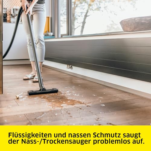 KÄRCHER Nass-/Trockensauger WD 3 V-17/4/20, inkl. Patronenfilter, Vliesfilterbeutel, 1.000 W, Kunststoffbehälter: 17 l, Saugschlauch: 2 m und Schlauchaufbewahrung, Blasfunktion, Boden- und Fugendüse