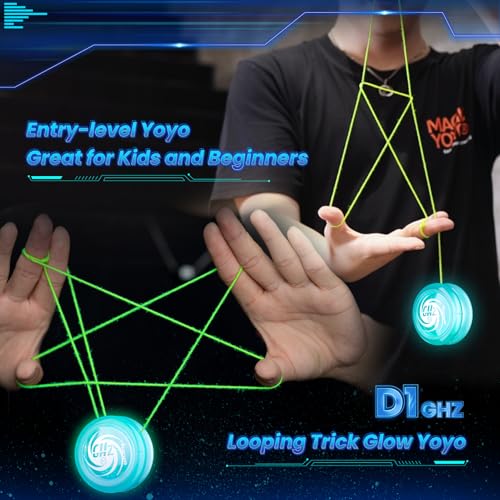 MAGICYOYO JoJo D1 GHZ, Looping Yoyo Blauer Leuchteffekt im Dunkeln, Einstiegs-Yoyo für Kinder, Responsive JoJo für Kinder und Anfänger, Professionelles 2A Trick-Jo Jo mit 6 Yo Yo-Schnüren