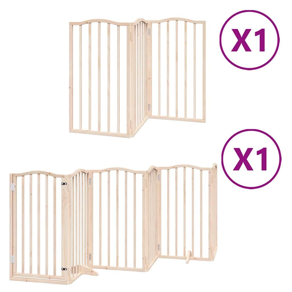 Homgoday Barrera para Perros,Barrera de Seguridad para Perros Mascotas,Puerta Seguridad Perros Puerta para Perros Plegable 9 Paneles Madera de álamo 450 cm