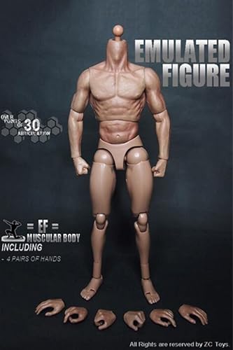 Miniatura 4 de Cuerpo musculoso de 12 pulgadas, figura de acción flexible masculina para esculpir la cabeza a escala 16 tallada