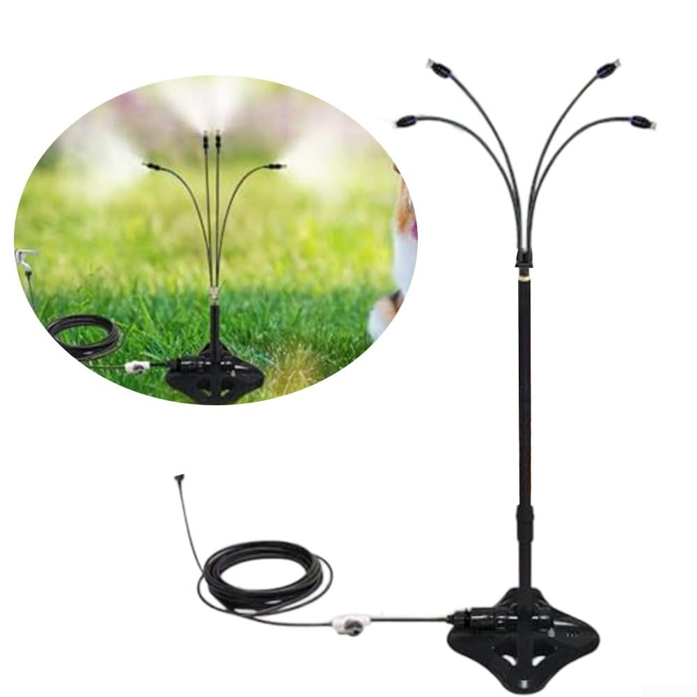 Brumisateurs pour terrasse extérieure, système de refroidissement par brumisation, kit de tuyau d'arrosage portable, hauteur et direction réglables pour jardin, piscine, bronzage cool pour enfants et