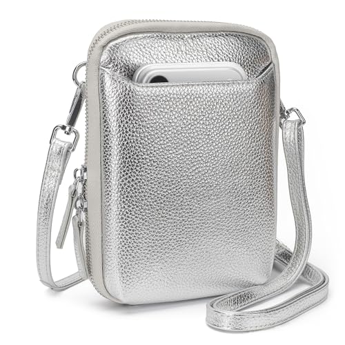 Image of befen Genuine Leather Crossbody Cell Phone Purse for Women, Small Zip Around RFID Blocking Crossbody Wallet Bags