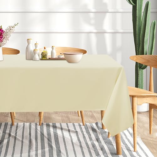 Image of sancua 6 Pack Beige Tablecloth 60 x 102 Inch, Rectangle Table Cloth for 6 Feet Tables - Stain and Wrinkle Resistant Washable Polyester Table Cover for Dining Tables, Buffet Parties and Camping