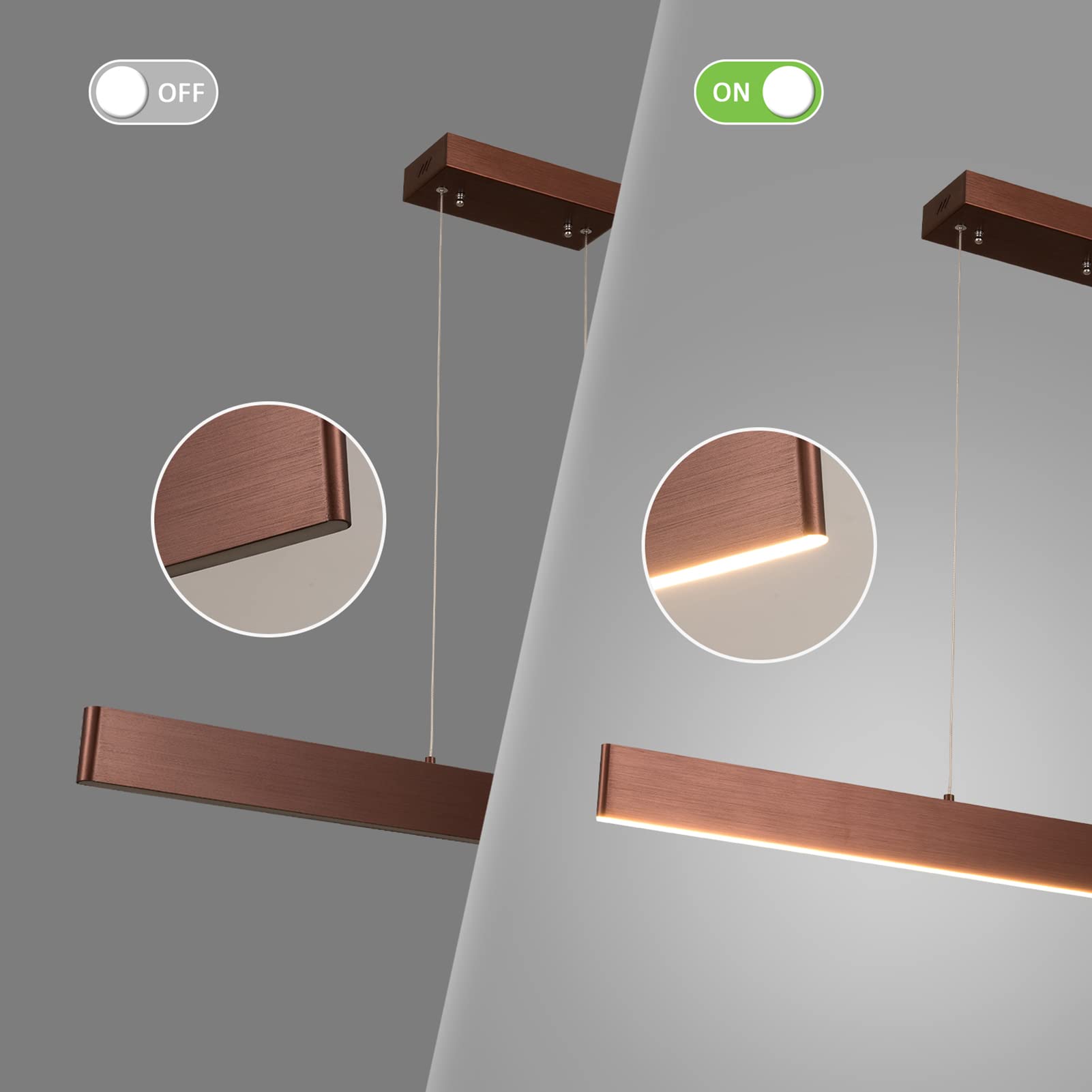 Lampadario Moderno per Sala da Pranzo, Lampada a Sospensione Creativa e Semplice con Finitura Spazzolata, Lunga Striscia Luminosa, Ideale per Ufficio, Bar, Reception, Lampada da soffitto a l