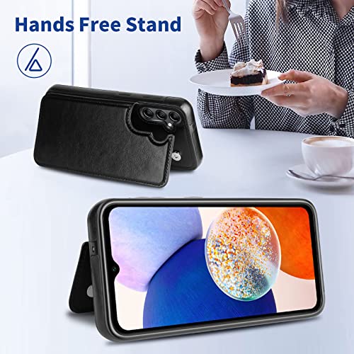 Coolden For Samsung Galaxy A14 5G Case Wallet With Card Holder, Pu Leather Galaxy A14 Flip Cover With Magnetic Clasp Kickstand Dual Layer Heavy Duty Protective Slim Case For A14 6.6 Inch 2023 Black #TOP3