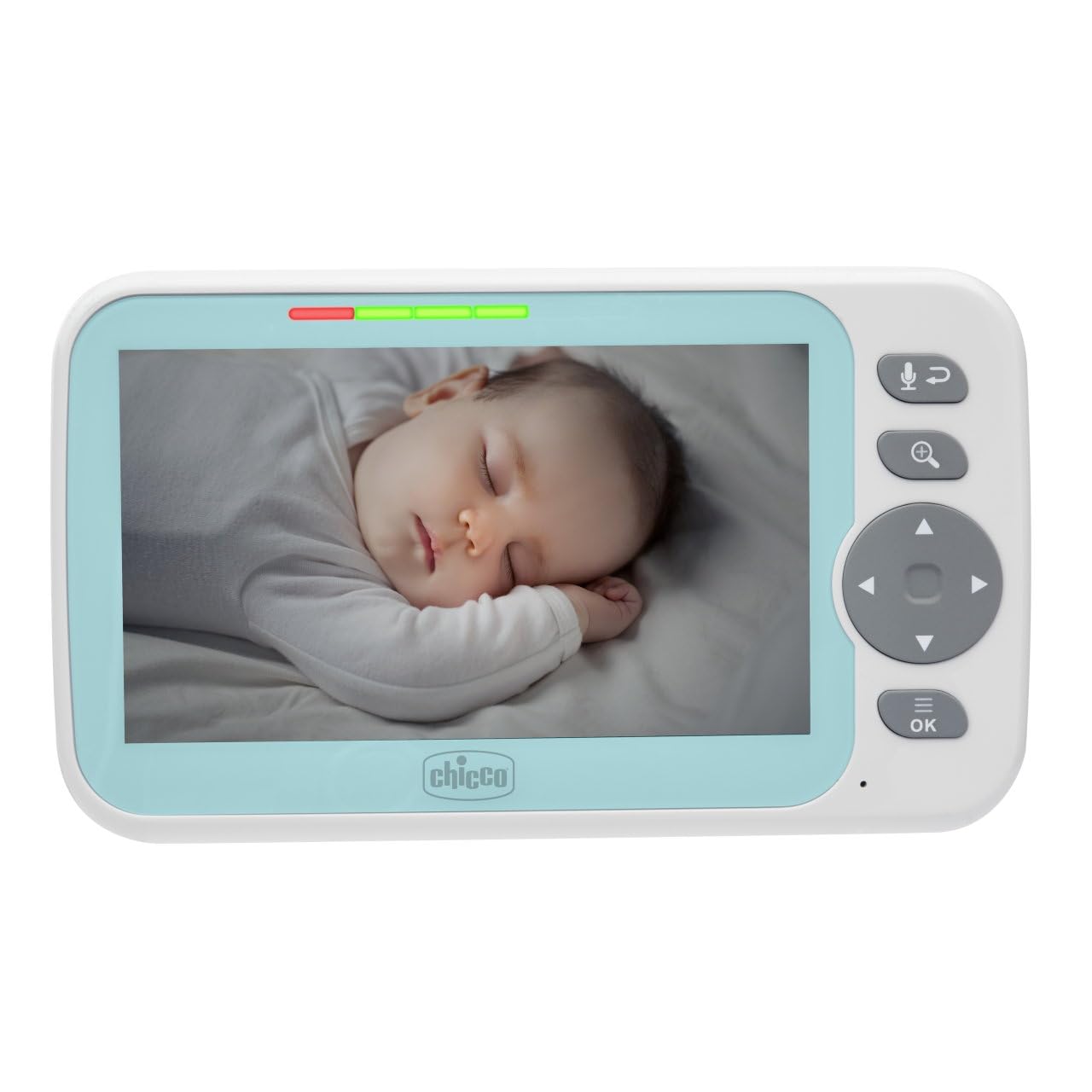 Chicco Baby Monitor Video Evolution, Telecamera Rotante per Neonati e Bambini con Schermo a Colori 5",Portata 220 m, Termometro, Suoni Bianchi, Microfono e Altoparlante, No WIFI Rete Protetta e Sicura