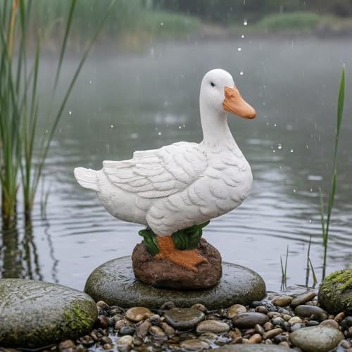 Canard en résine avec base texturée anti-vent pour massifs de fleurs