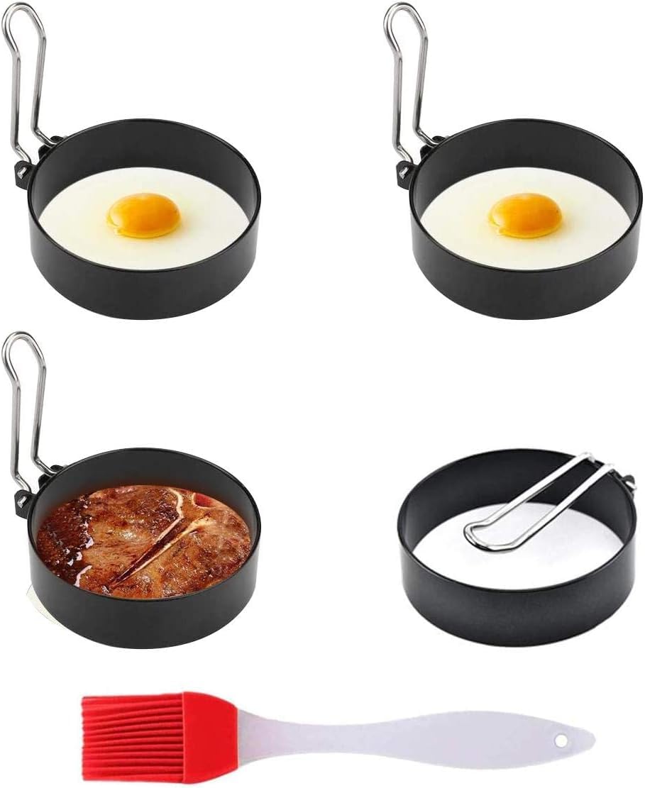 Bimoweifi Stainless Steel Egg Ring, 4PCS Kitchen Cooked Breakfast, Mini Burger, Egg