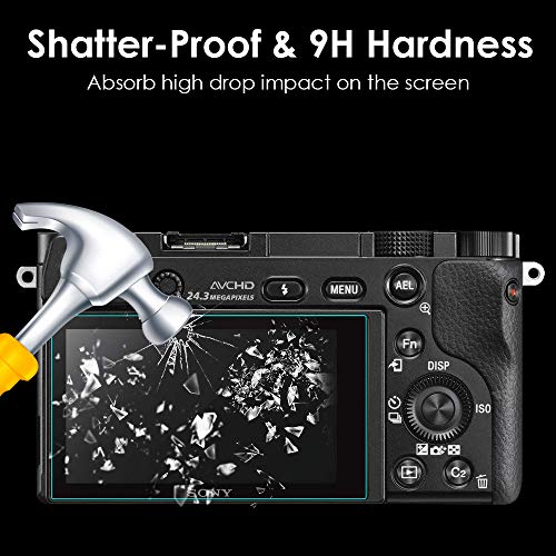 Qibox Glass Screen Protector Compatible With Sony Alpha A6600 A6100 A6400 A6000 A5000 A6300 Nex-7 Nex-3N Nex-5 Nex-6L, 3-Pack Tempered Glass Anti-Scratch Ultra-Clear Cover(Not For A6500/A5100) #TOP1