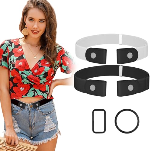 Image of No Buckle Belts for Women, Elastic Belts for Women, Comfortable Womens Belts for Jeans, Stretch Belts for Women