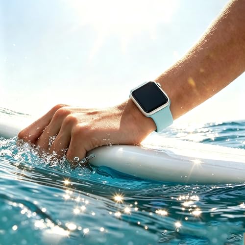 Image of Sport Bands Compatible with Apple Watch Band Women Men 40mm 38mm 41mm 42mm 44mm 45mm 46mm 49mm ,Soft Wristband Waterproof Replacement Strap for iWatch Bands Series 11 10 9 8 7 6 5 4 3 2 1 SE Ultra Tiff Blue
