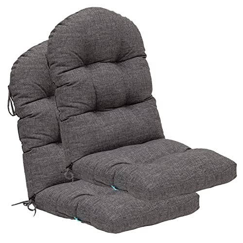 Image of QILLOWAY Outdoor High Back Chair Cushion for Adirondack, All Weather Rocking Chair Cushions Thick Padded Replacement for Patio Furniture Set of 2,Charcoal Grey, Black