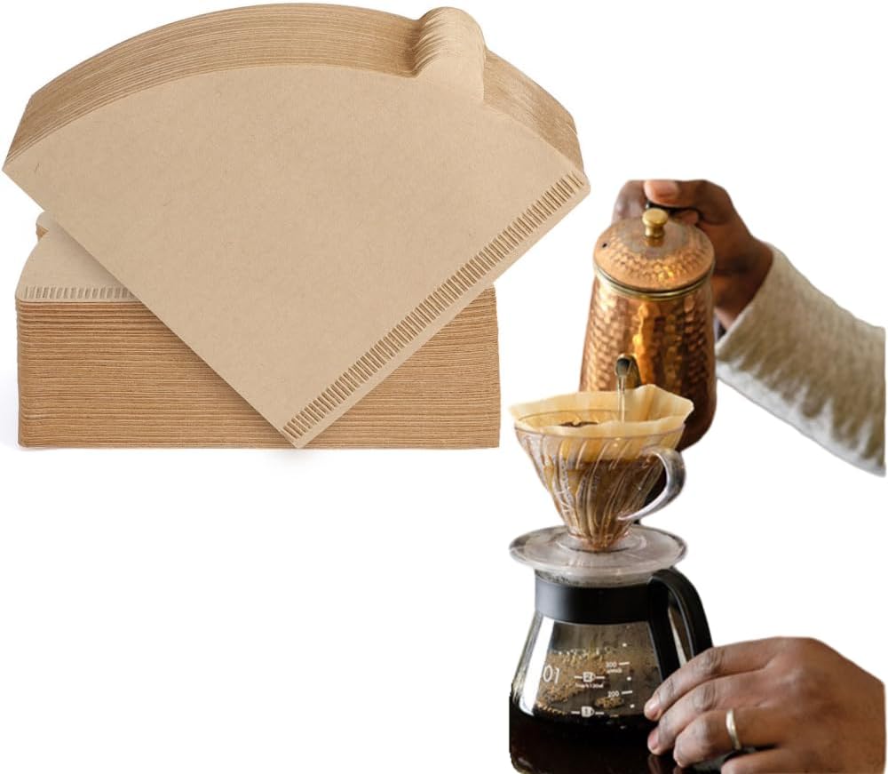 Cone Shaped Unbleached All Natural Coffee Filters, Coffee Filters - Size 02, Natural Paper Coffee Filter, No Blowout, Disposable for Pour Over and Drip Coffee Maker (2-4 Cup) 100 Count