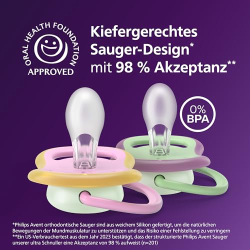 Philips Avent ultra air Nighttime Schnuller – kiefergerecht geformtes Design, für Babys von 6–18 Monaten, leuchtet im Dunkeln, weicher… – Ansicht 3