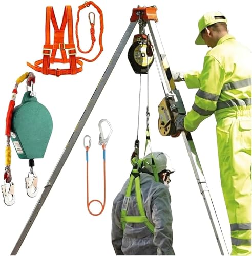 SRNSAEB Confined Space Rescue Tripod 1200LBS 1800LBS 2600LBS, Retractable Portable Firefighting Rescue Tripod for Sewer Well Pipelines, 7FT Adjustable Legs Tripod Rescue System(Size:1200LBS/540KG)