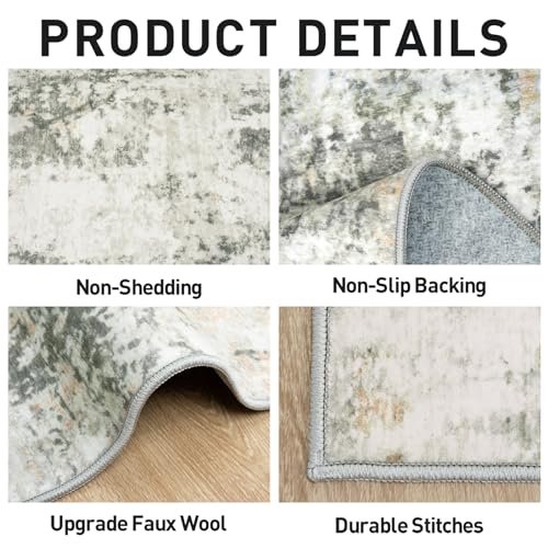 8x10 Area Rugs Washable Rug: Modern Abstract Living Room Rug Soft Anti-Skid Thin Carpet Indoor Floor Non-Shedding Carpets for Bedroom Dining Room Farmhouse Nursery Home Office Grey Brown