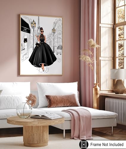 Image of Poster Master Lady in Black Print - Fashion Poster - Paris Designer Art - Modern Wall Design - Chic Gift for Women & Fashionista - Glam Decor for Bedroom or Girl's Room - 24x32 Unframed Wall Art