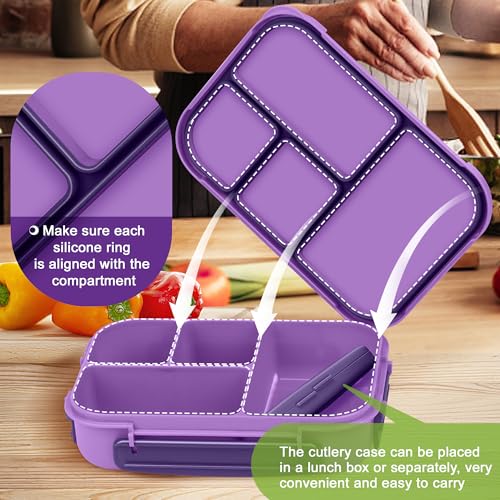 Demiue Bento Box Adult Lunch Box,Kids Child Lunch Box-Leak-Proof Bento Box With Utensil,Lunch Containers For Adults Men Women With 4 Compartments,Microwave & Dishwasher & Freezer Safe,Bpa Free thumb #4
