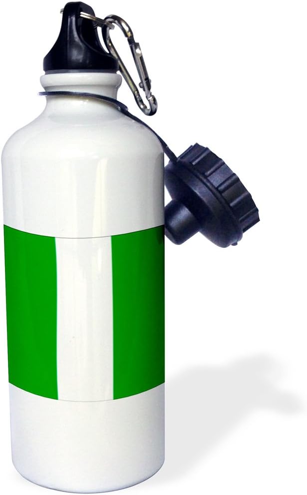 3dRose "Nigeria Flag" Sports Water Bottle, 21 oz, White