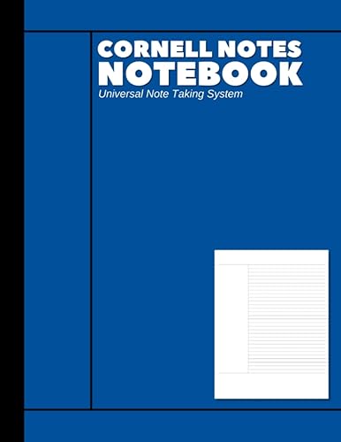 Cornell Notes Notebook: Note-Taking System for Students, Teachers, School, Work College Ruled | 110 Pages | 8.5x11 in. | Blue