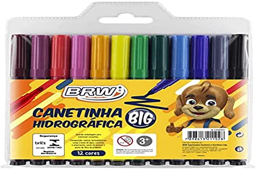 Canetinha Hidrográfica Big Blister com 12 Cores, BRW