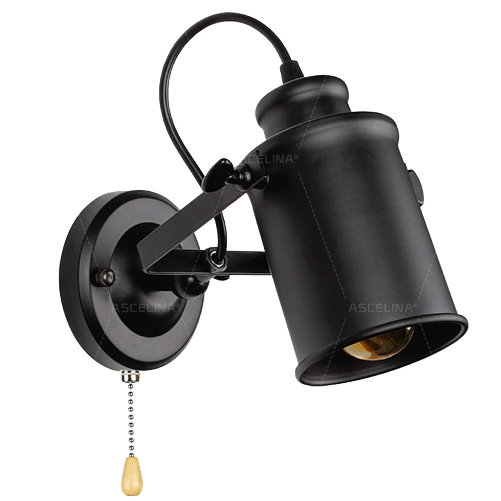 Apliques de Pared LED de Estilo Industrial Retro con Interruptor de Tiro, lámparas metálicas Modernas giratorias 180° con Casquillo E27 para Dormitorio, Sala de Estar, Pasillo y ha