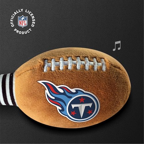 Image of Tennessee Titans Plush Football Rattle by Smilo - Officially Licensed NFL Baby Rattle Toy - Soft Baby Rattle with Bell - for Babies and Toddlers from 3 Months