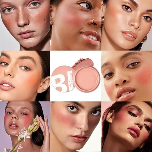 Cream Blush,Creamy Cheek Blush with finger puff, Easy-to-Blend Formula for a Natural Hint of Sheer Lip and Cheek Colour Long-Wear, Matte, Lightweight Natural Nude Makeup Blusher for Cheeks and Lips - Image 4