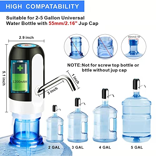 Image of Electric Drinking Water Pump - Portable Dispenser for 2-5 Gallon Bottles (Black)
