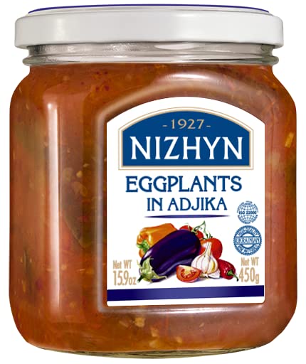 - 1927 - NEZHIN Eggplant in Adjika, Made from Fresh Ingredients, No Added Preservatives, 15.9 oz/450g, Pack of 1